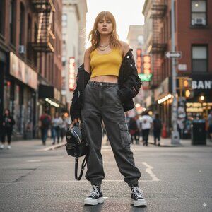 The Fifth Label Solar Crop Tank Top Mustard NWT